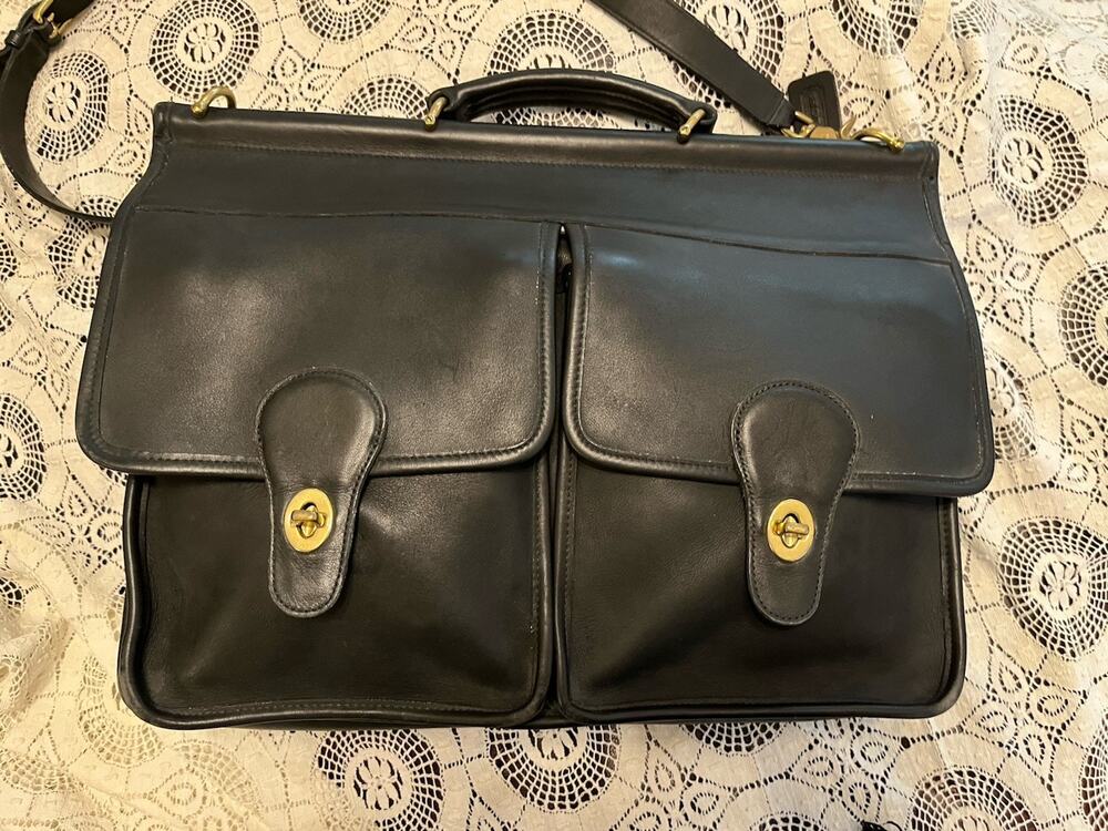 VTG 90s Coach Black Kensington Leather Briefcase Laptop Bag H5C-5279 Excellent